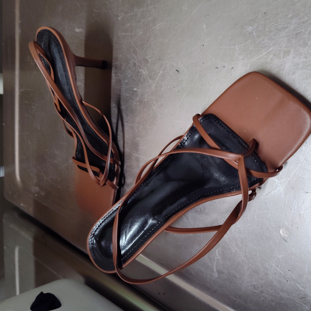 Elegant Brown Strappy Women's Heels